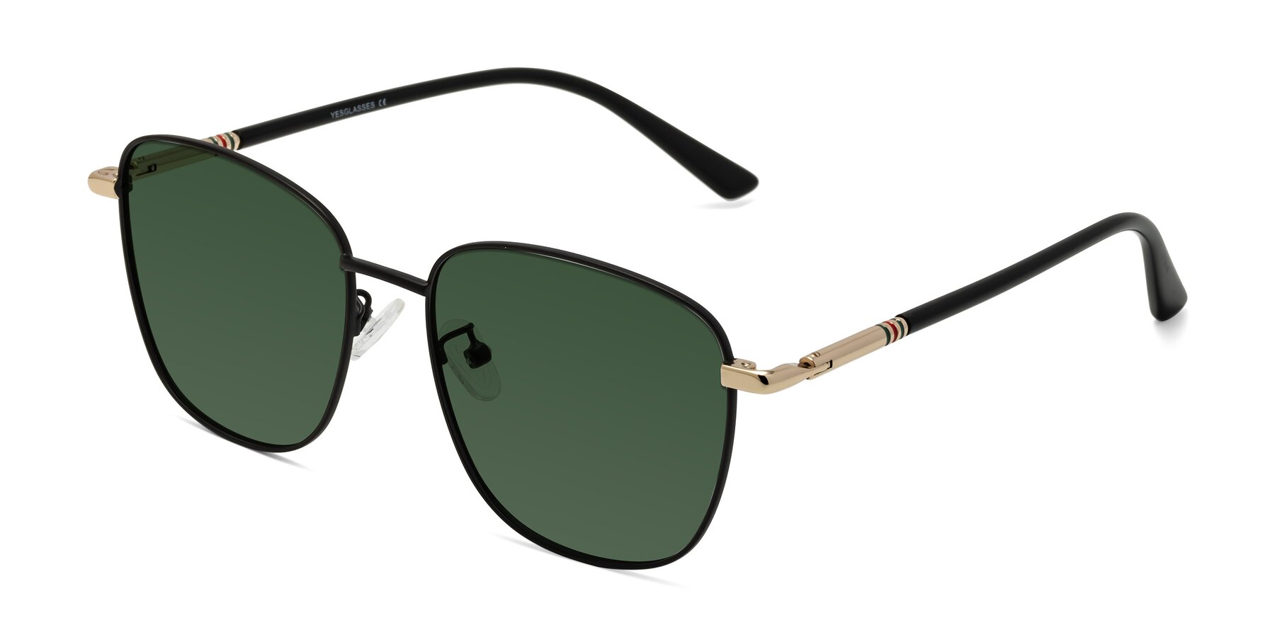 Angle of Love in Black with Green Tinted Lenses