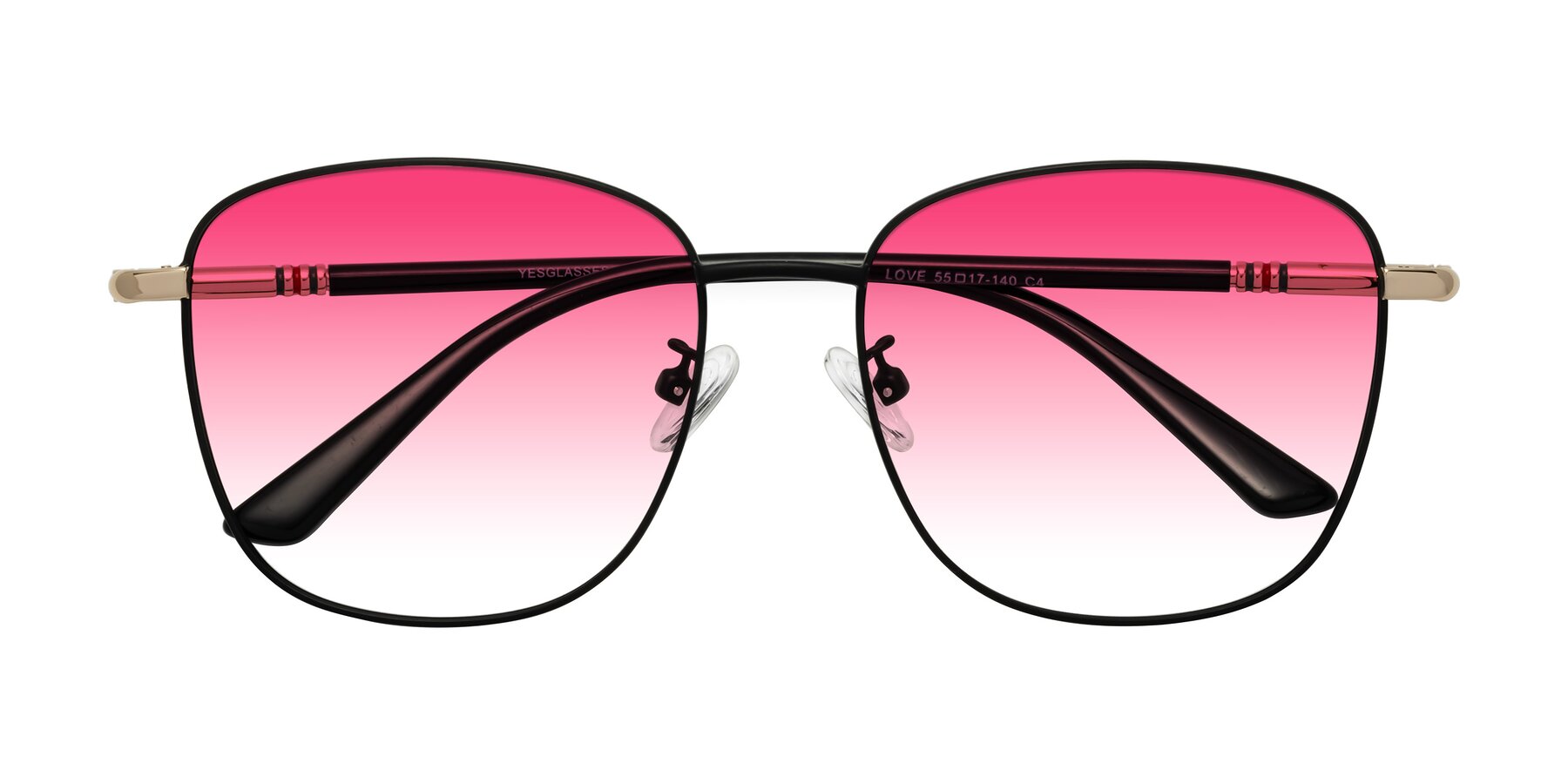 Folded Front of Love in Black with Pink Gradient Lenses