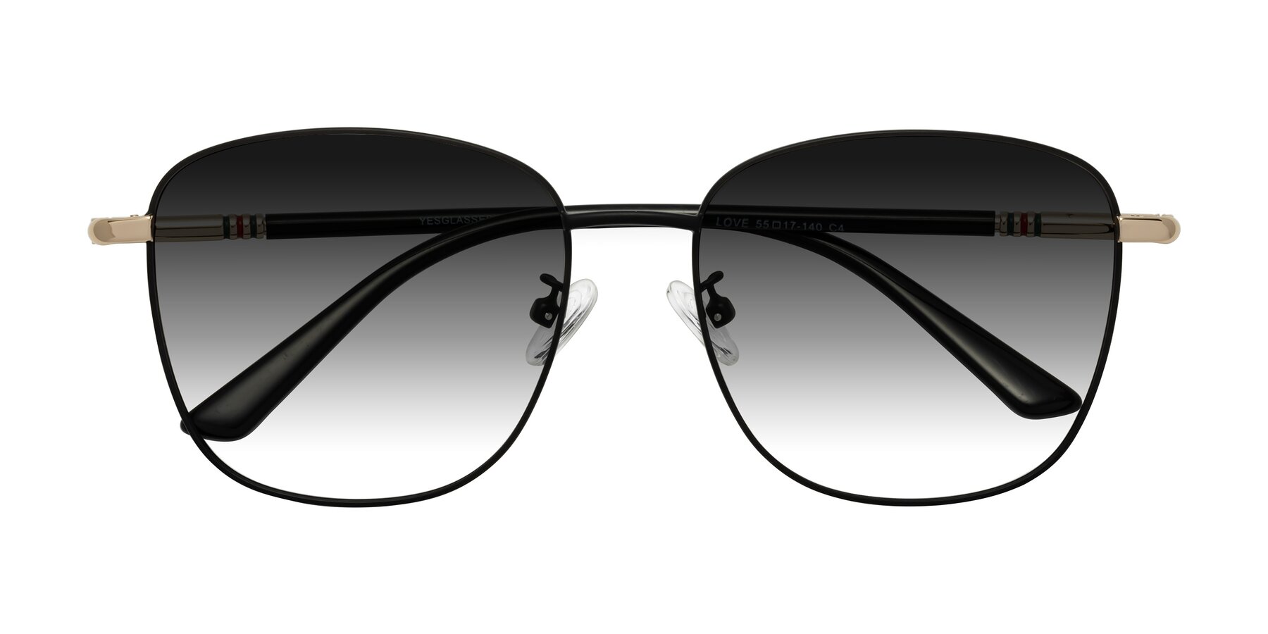 Folded Front of Love in Black with Gray Gradient Lenses