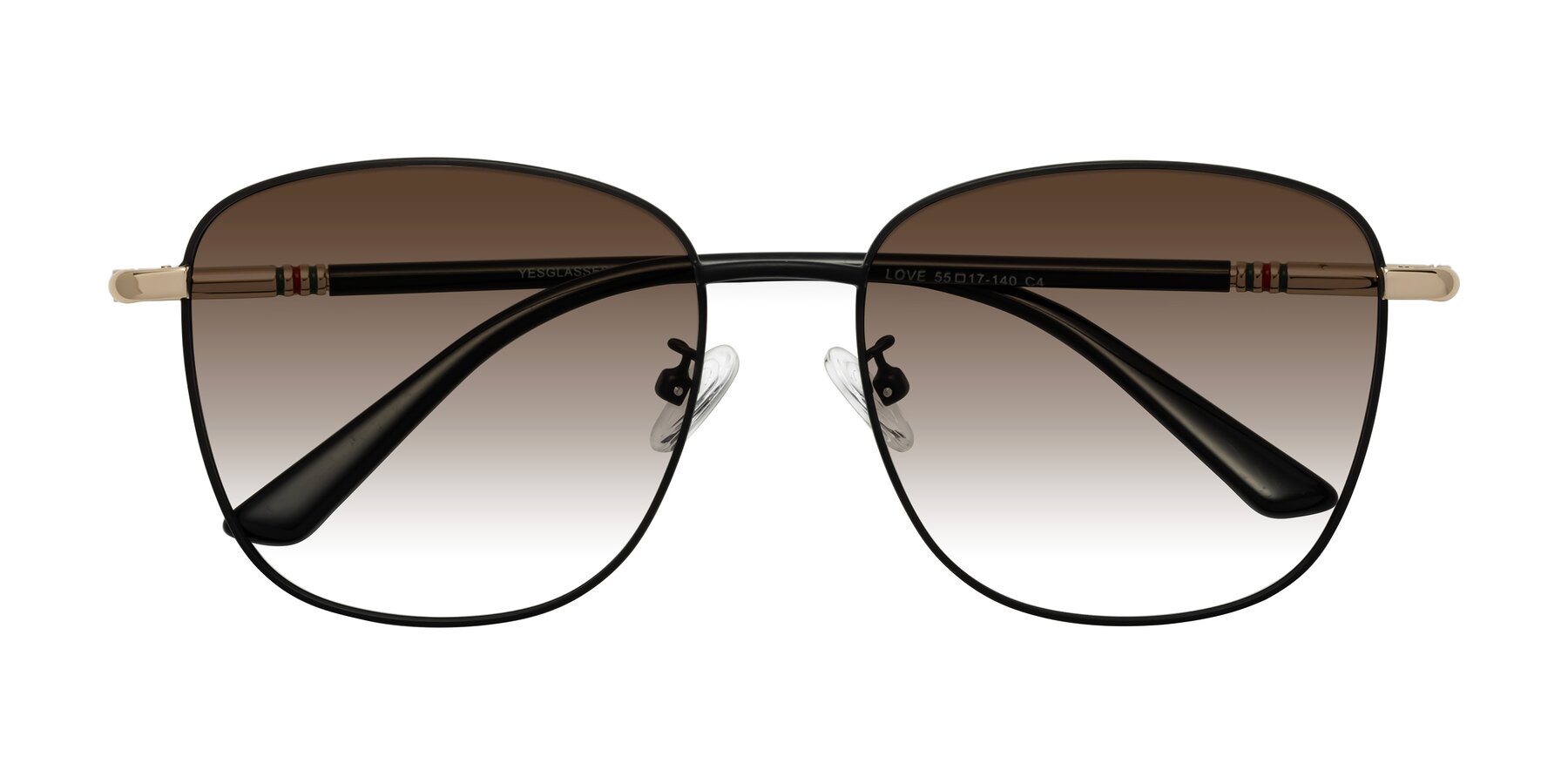 Folded Front of Love in Black with Brown Gradient Lenses