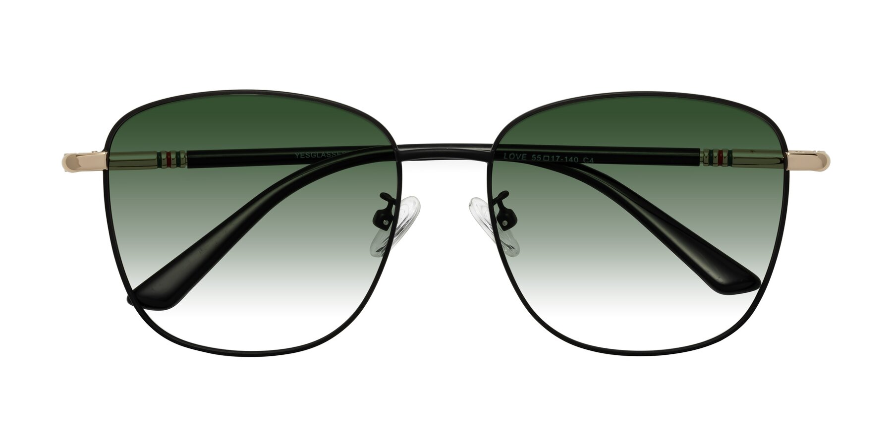 Folded Front of Love in Black with Green Gradient Lenses