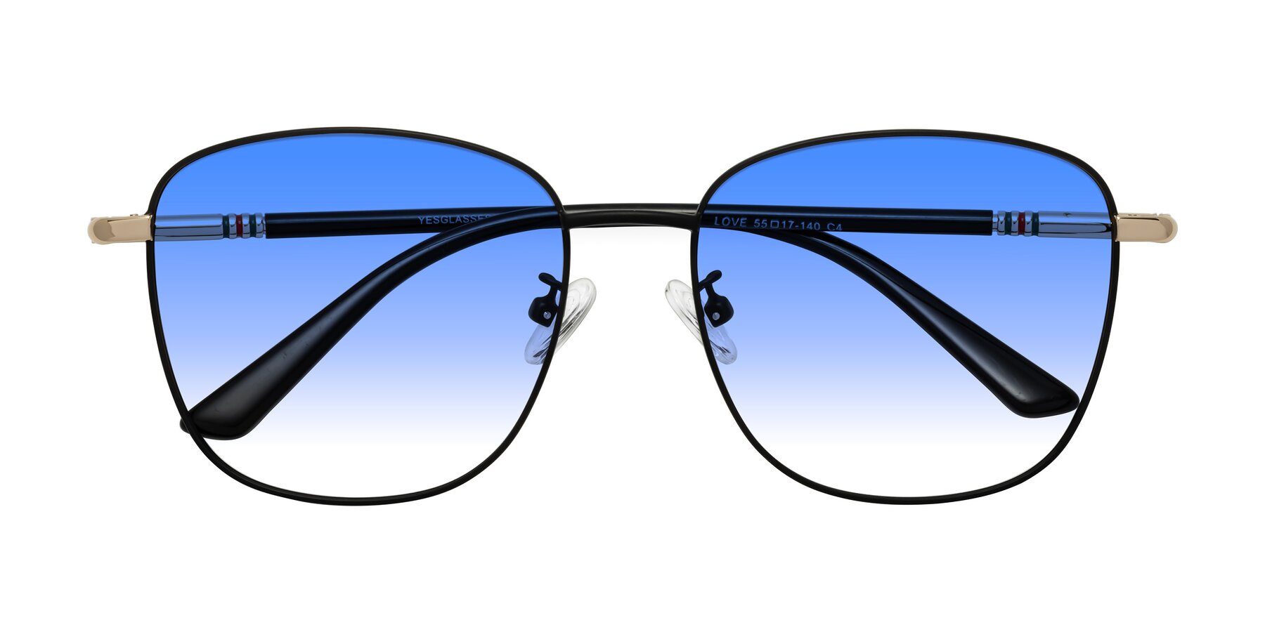 Folded Front of Love in Black with Blue Gradient Lenses