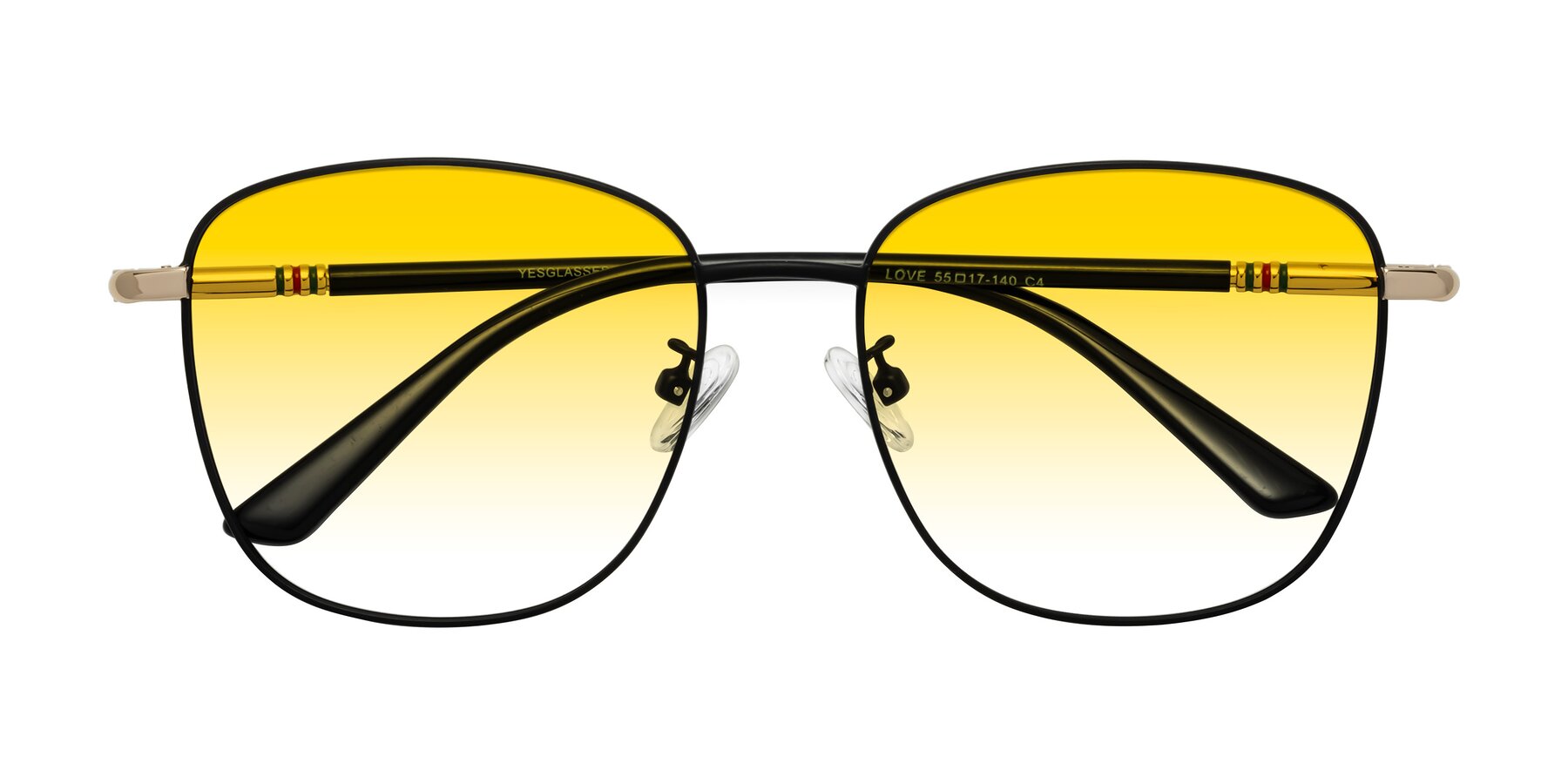 Folded Front of Love in Black with Yellow Gradient Lenses