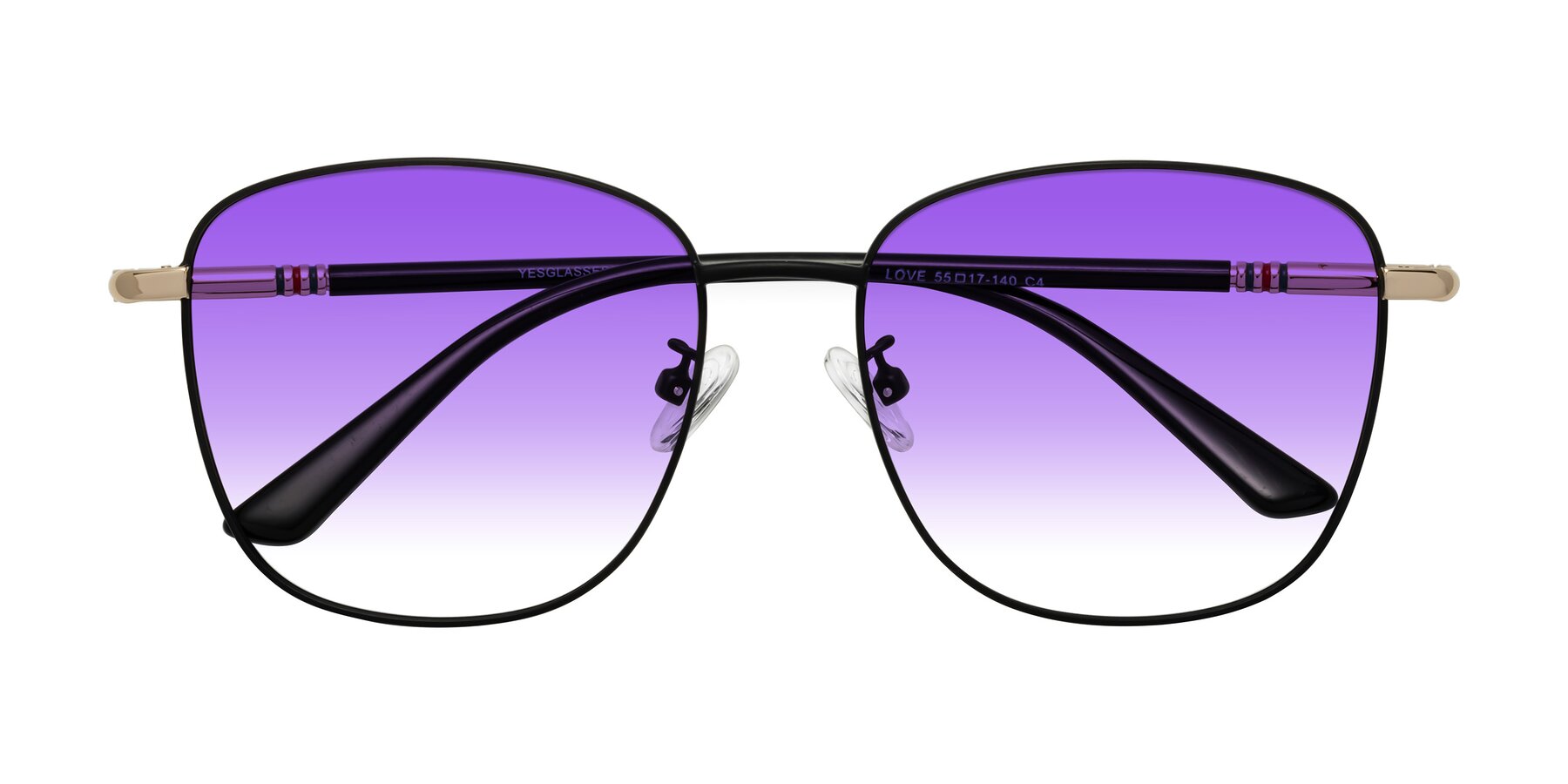 Folded Front of Love in Black with Purple Gradient Lenses