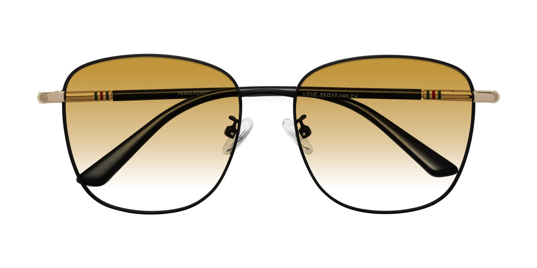 Folded Front of Love in Black with Champagne Gradient Lenses