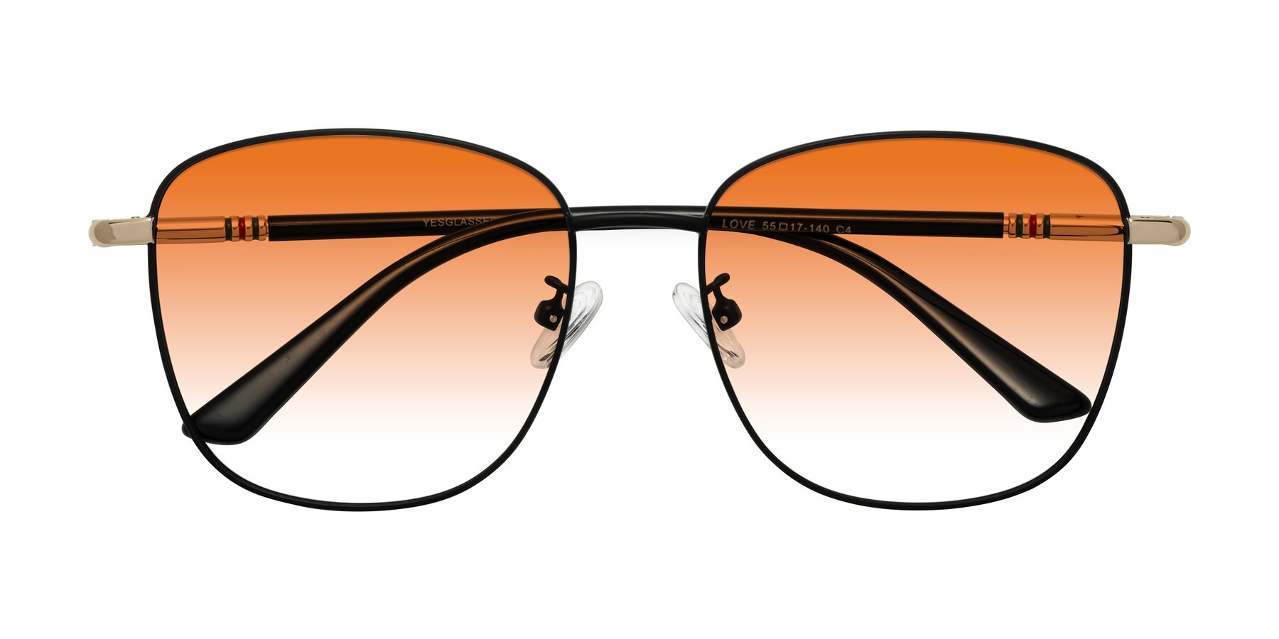 Folded Front of Love in Black with Orange Gradient Lenses