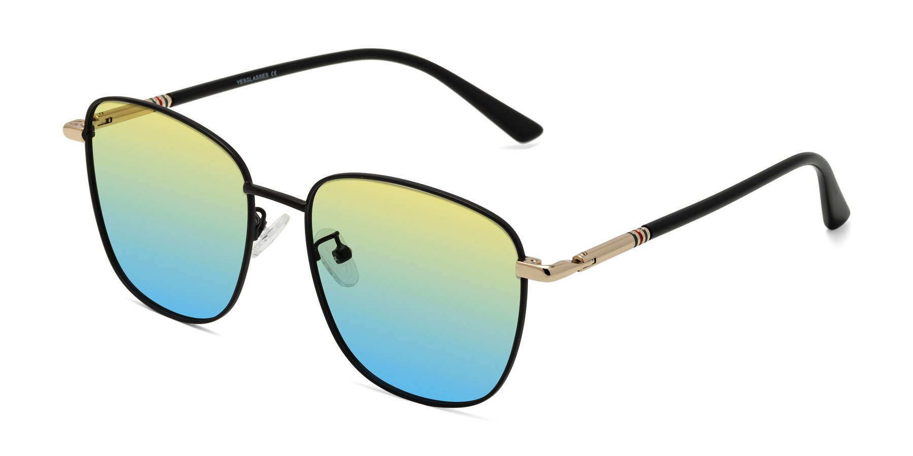 Angle of Love in Black with Yellow / Blue Gradient Lenses