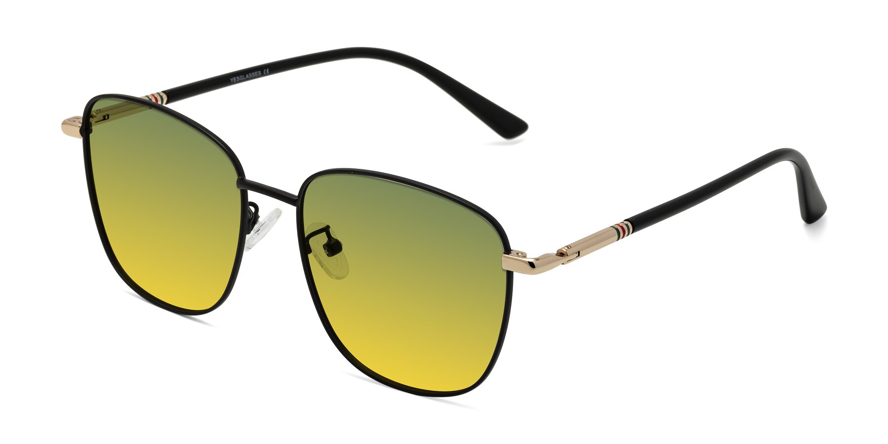 Angle of Love in Black with Green / Yellow Gradient Lenses