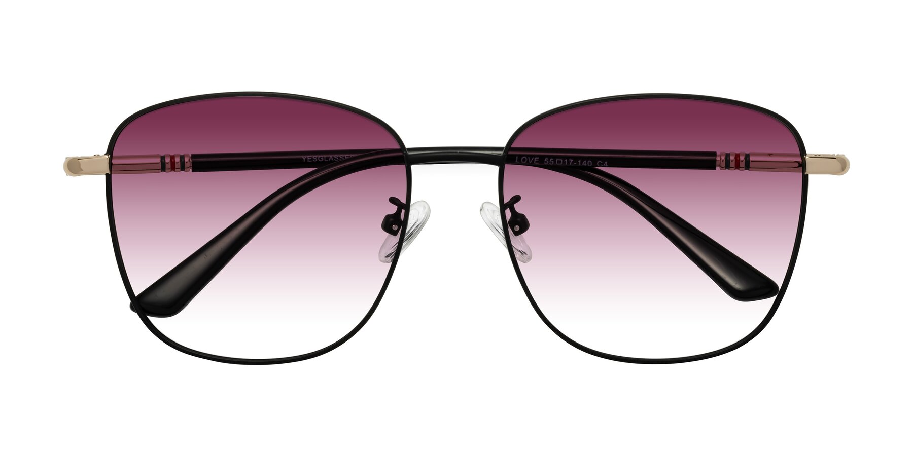 Folded Front of Love in Black with Wine Gradient Lenses