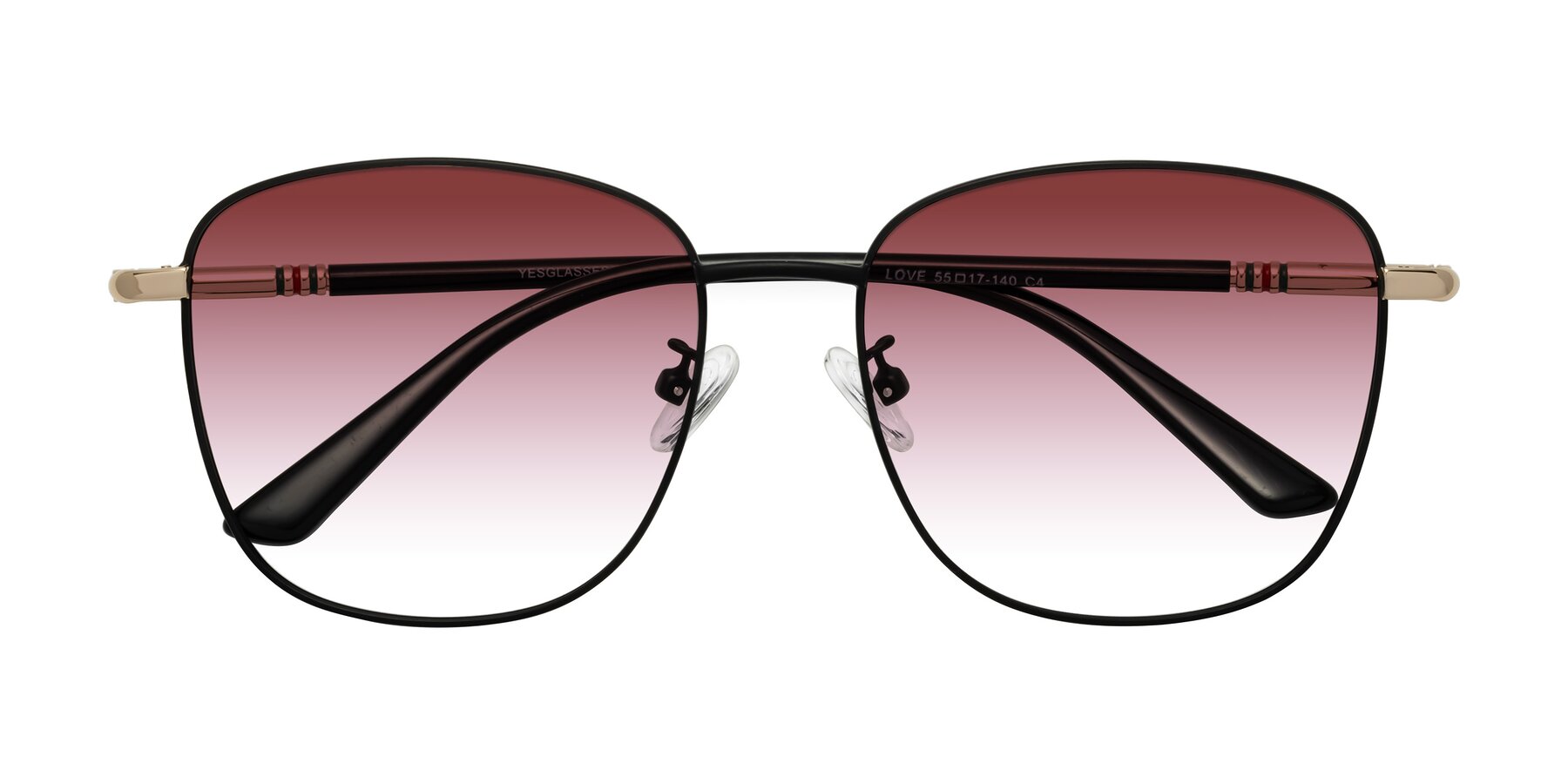 Folded Front of Love in Black with Garnet Gradient Lenses