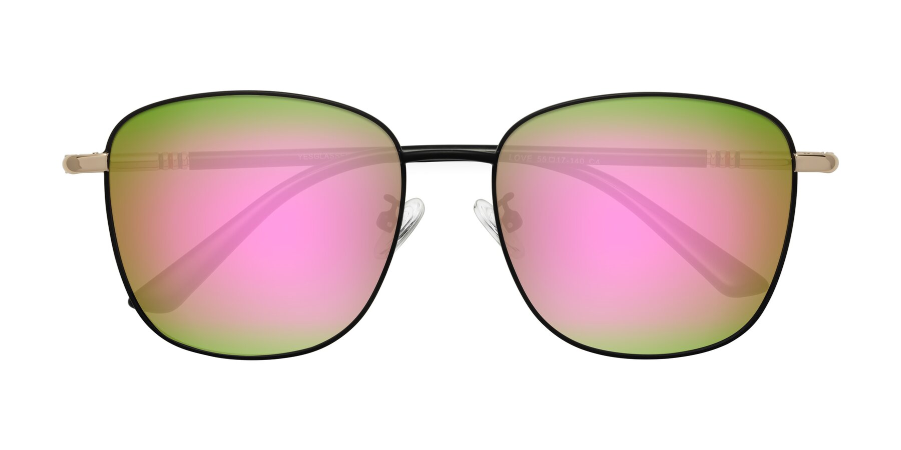 Folded Front of Love in Black with Pink Mirrored Lenses