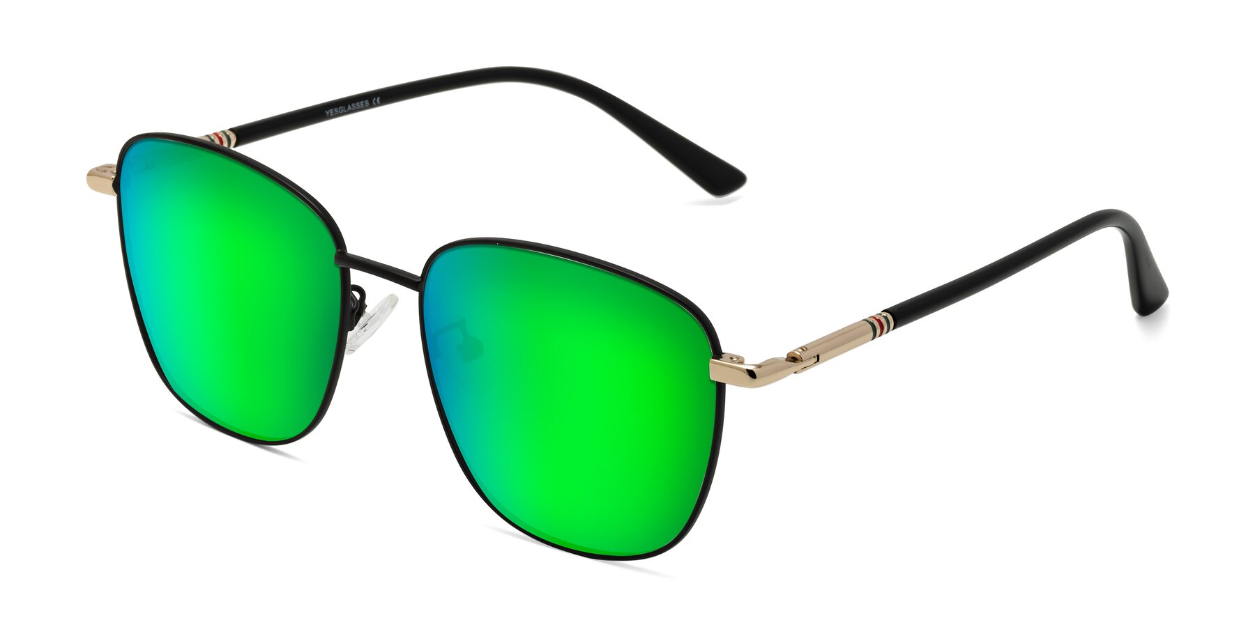 Angle of Love in Black with Green Mirrored Lenses