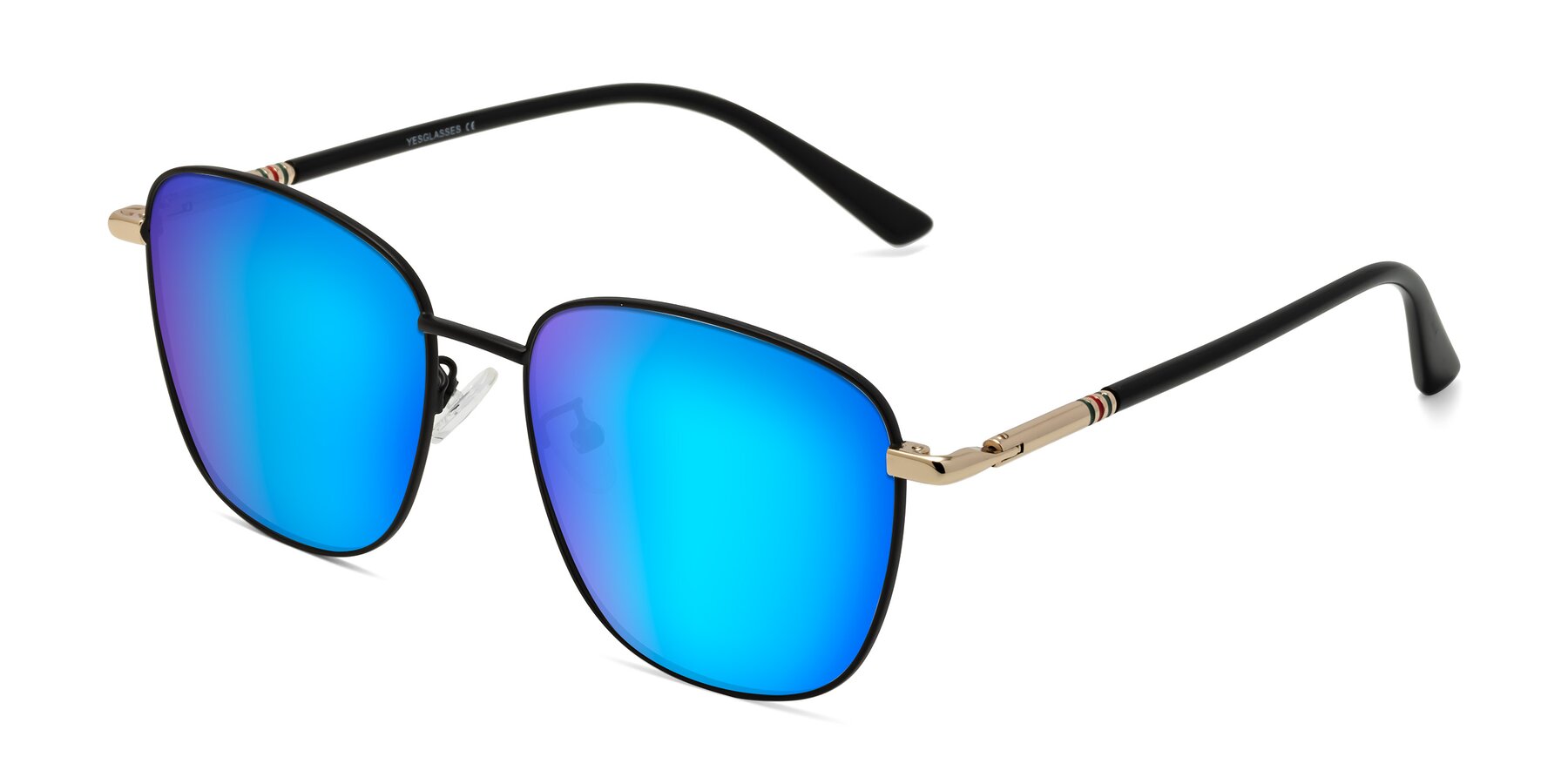 Angle of Love in Black with Blue Mirrored Lenses