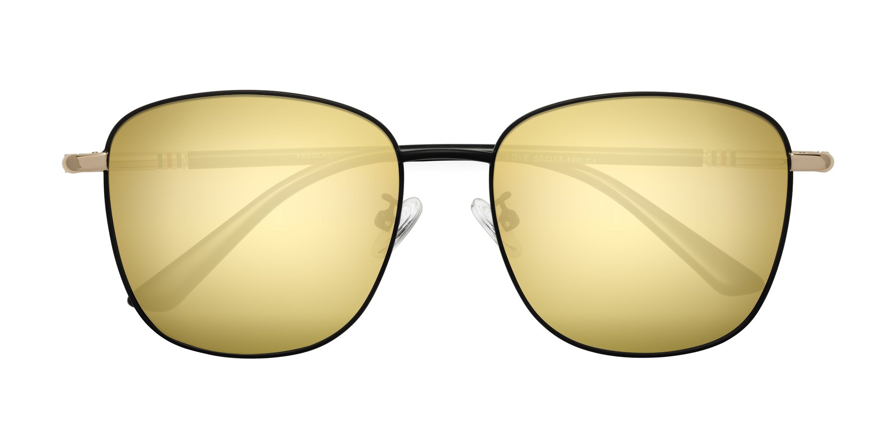 Folded Front of Love in Black with Gold Mirrored Lenses