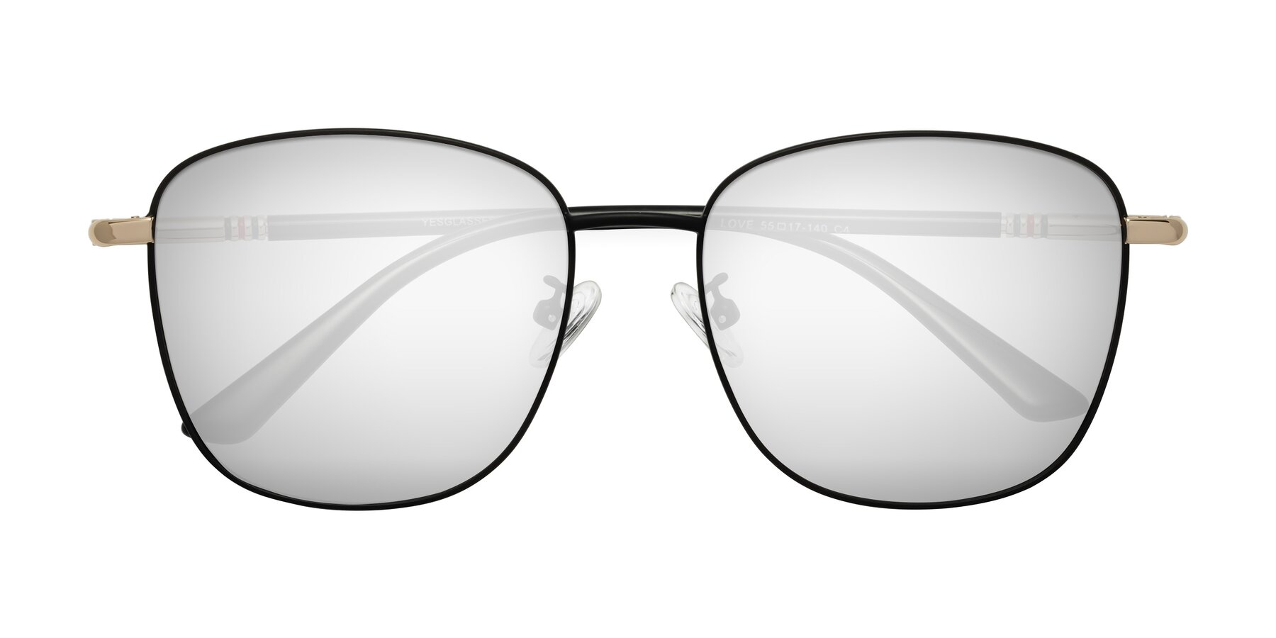 Folded Front of Love in Black with Silver Mirrored Lenses