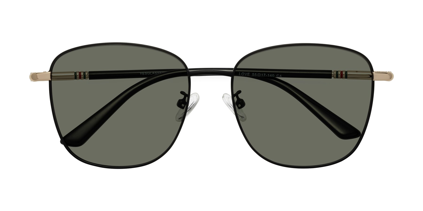 Folded Front of Love in Black with Gray Polarized Lenses