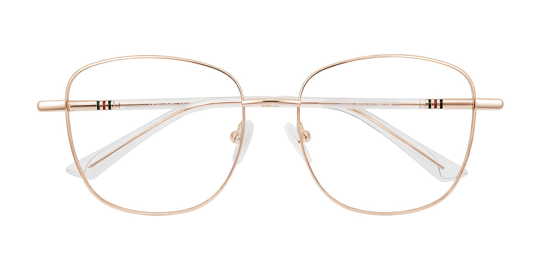 Folded Front of Love in Rose Gold with Clear Reading Eyeglass Lenses