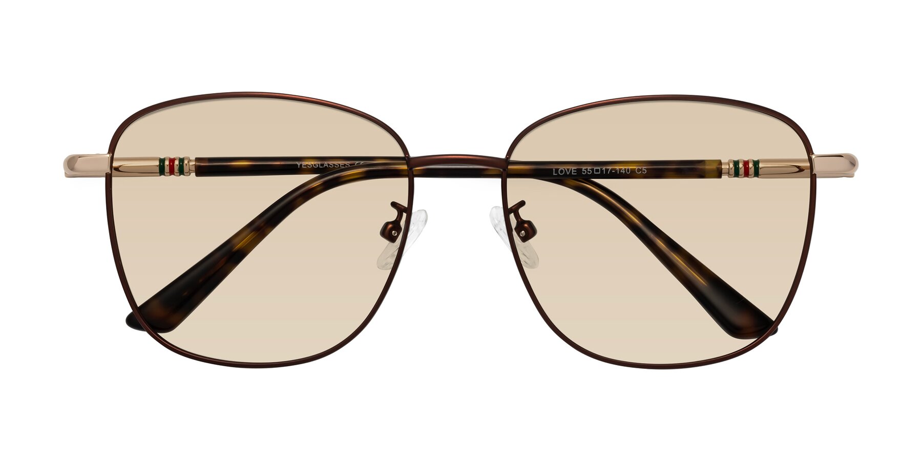 Folded Front of Love in Coffee with Light Brown Tinted Lenses