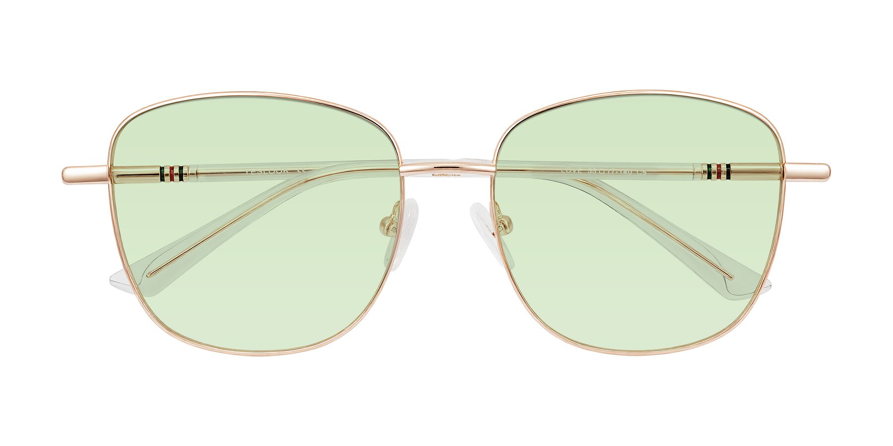 Folded Front of Love in Rose Gold with Light Green Tinted Lenses