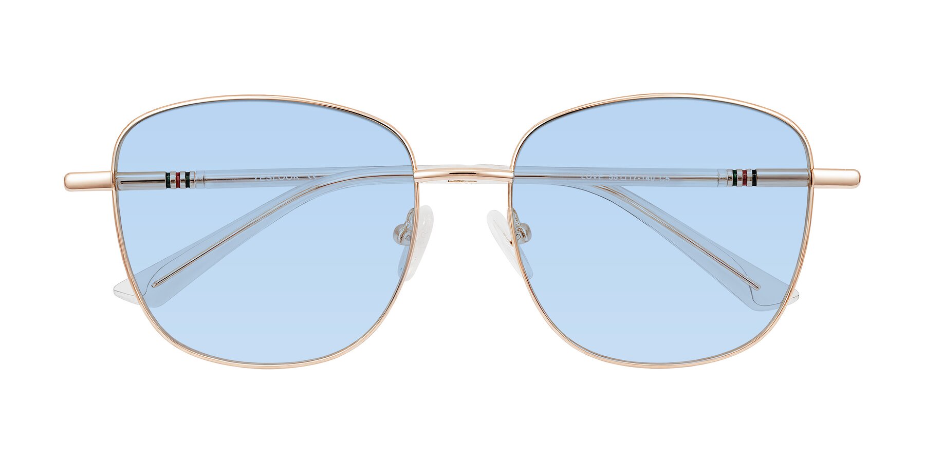 Folded Front of Love in Rose Gold with Light Blue Tinted Lenses