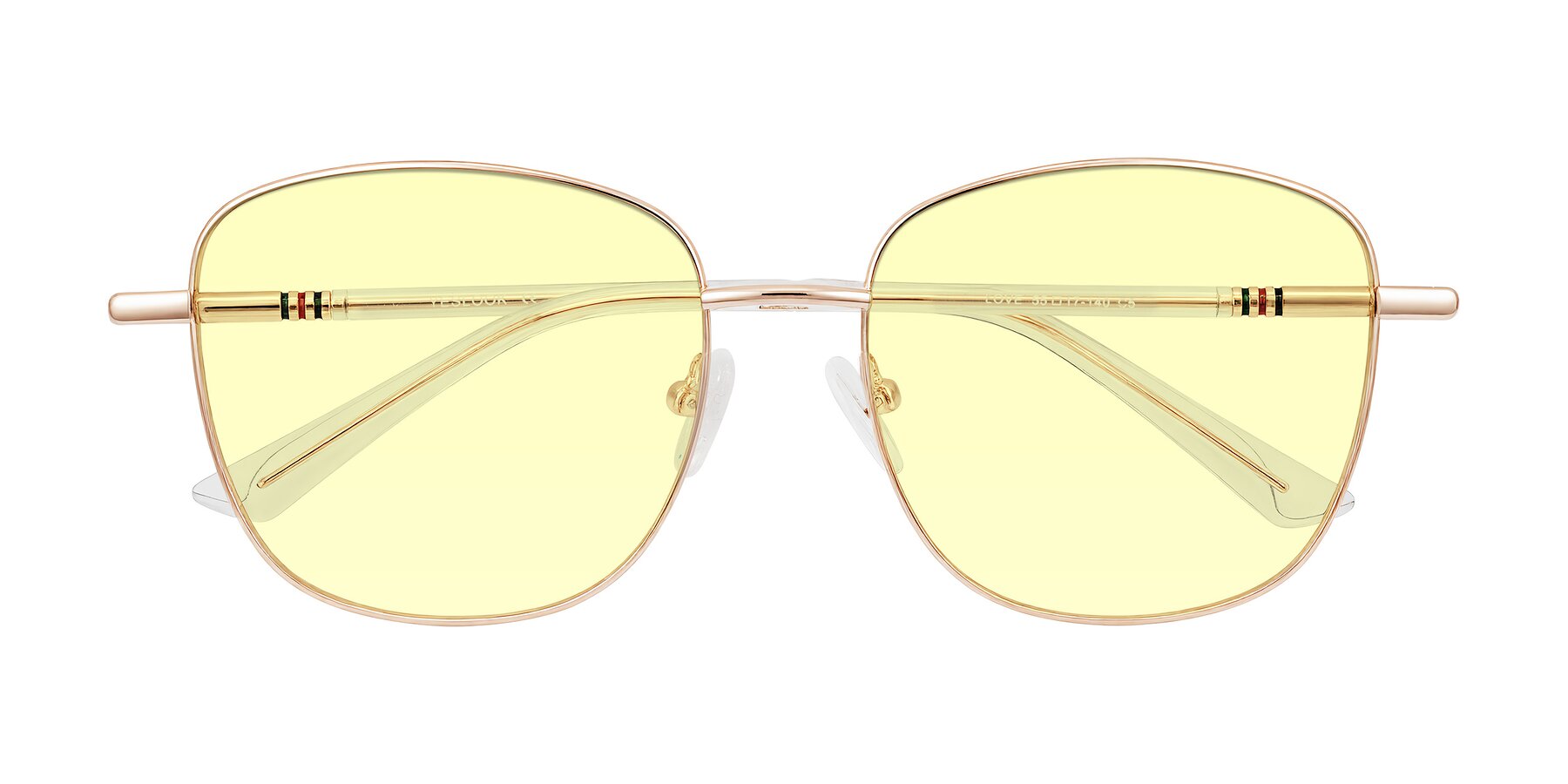 Folded Front of Love in Rose Gold with Light Yellow Tinted Lenses