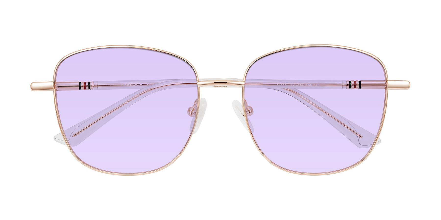 Folded Front of Love in Rose Gold with Light Purple Tinted Lenses