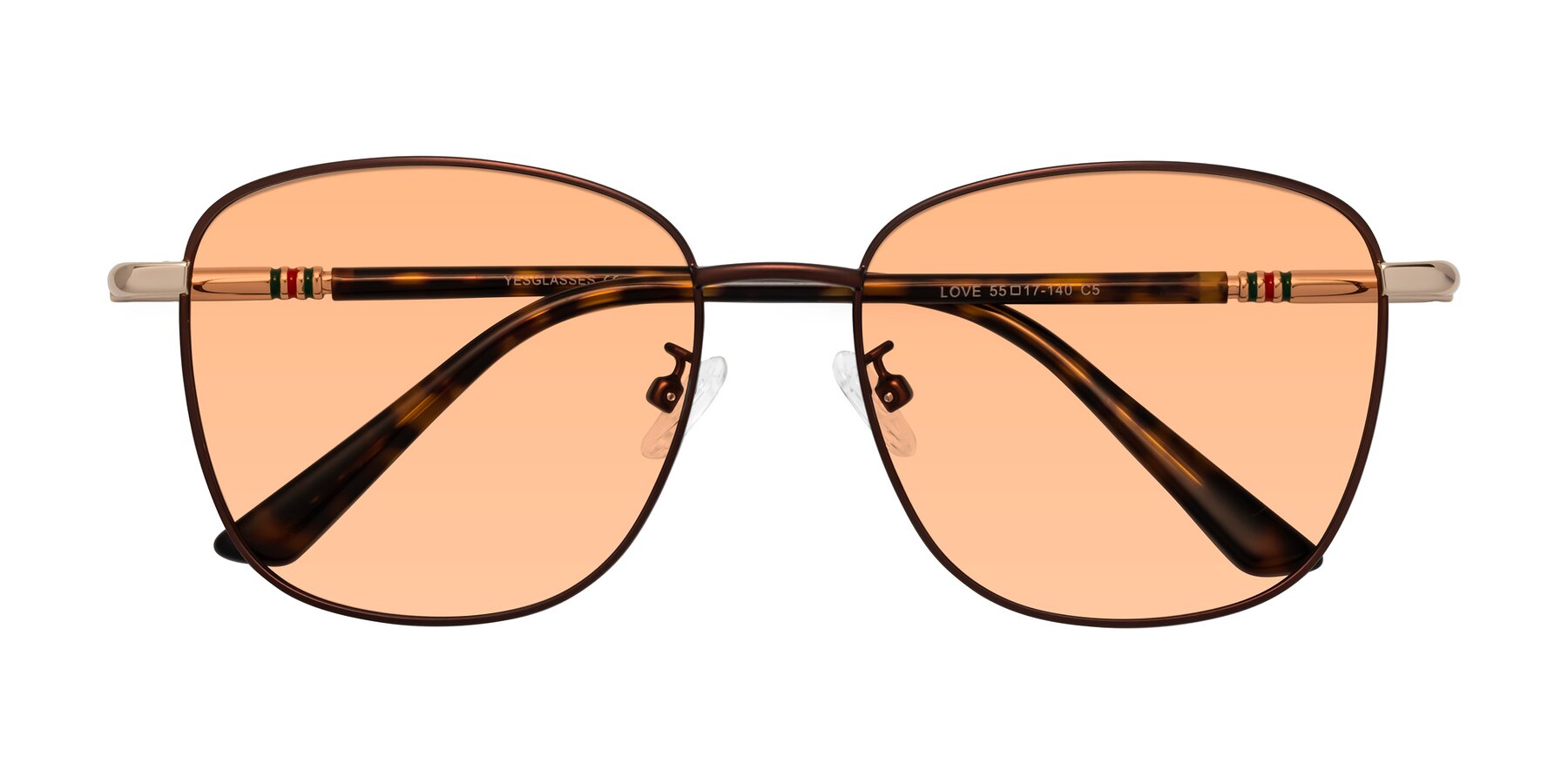 Folded Front of Love in Coffee with Light Orange Tinted Lenses