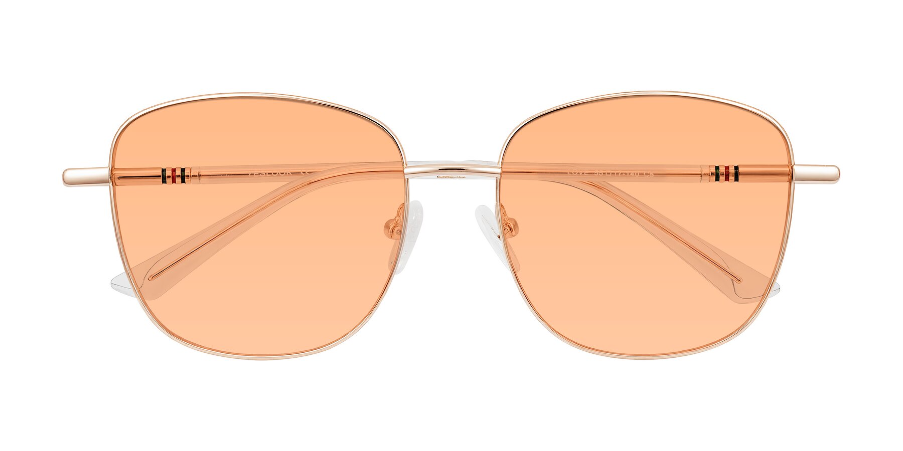 Folded Front of Love in Rose Gold with Light Orange Tinted Lenses