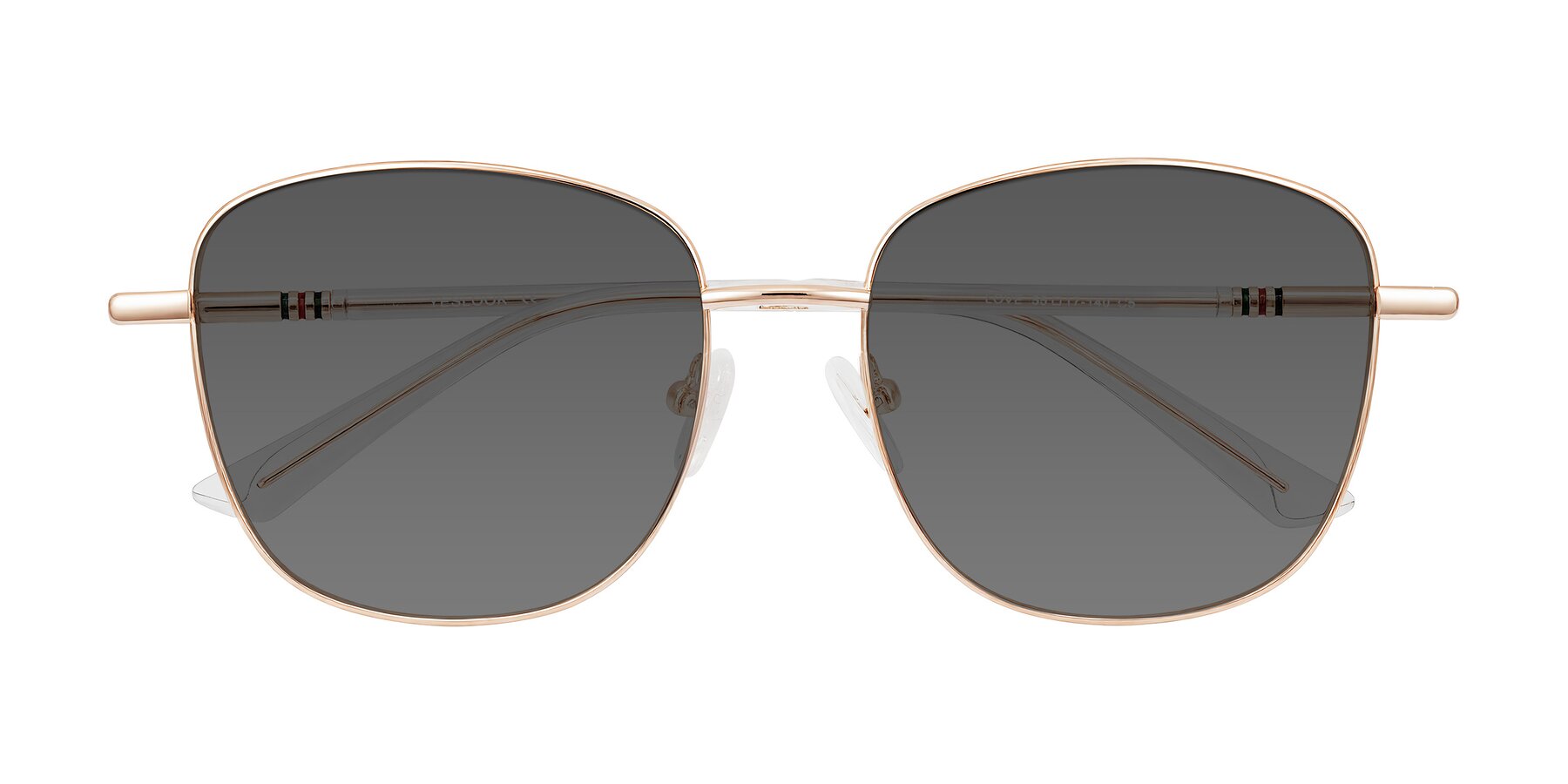 Folded Front of Love in Rose Gold with Medium Gray Tinted Lenses