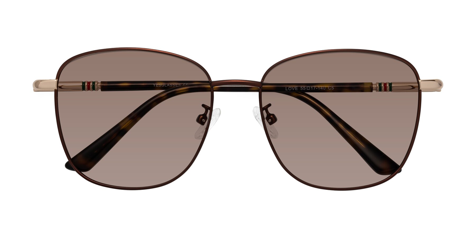 Folded Front of Love in Coffee with Medium Brown Tinted Lenses