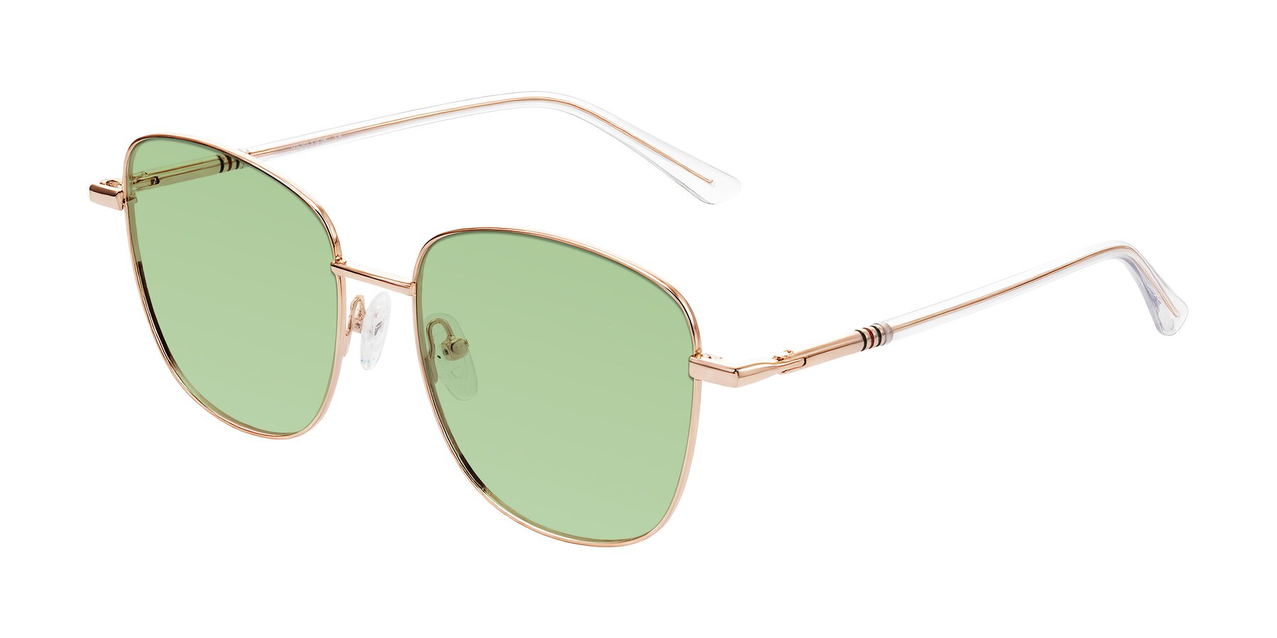 Angle of Love in Rose Gold with Medium Green Tinted Lenses