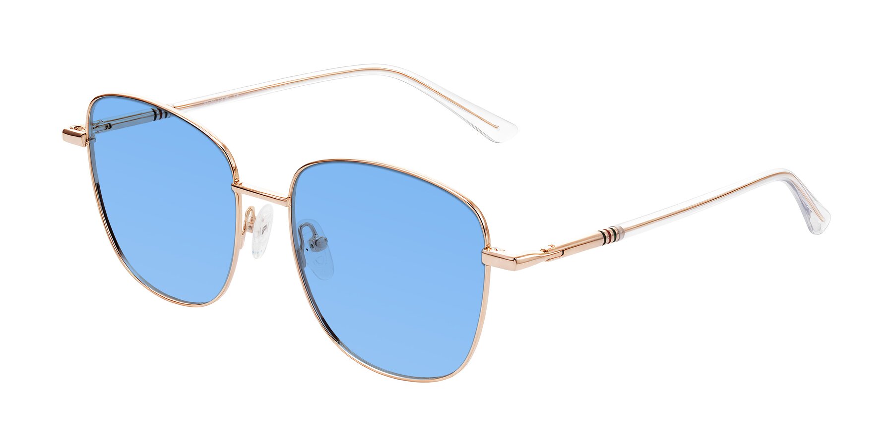 Angle of Love in Rose Gold with Medium Blue Tinted Lenses