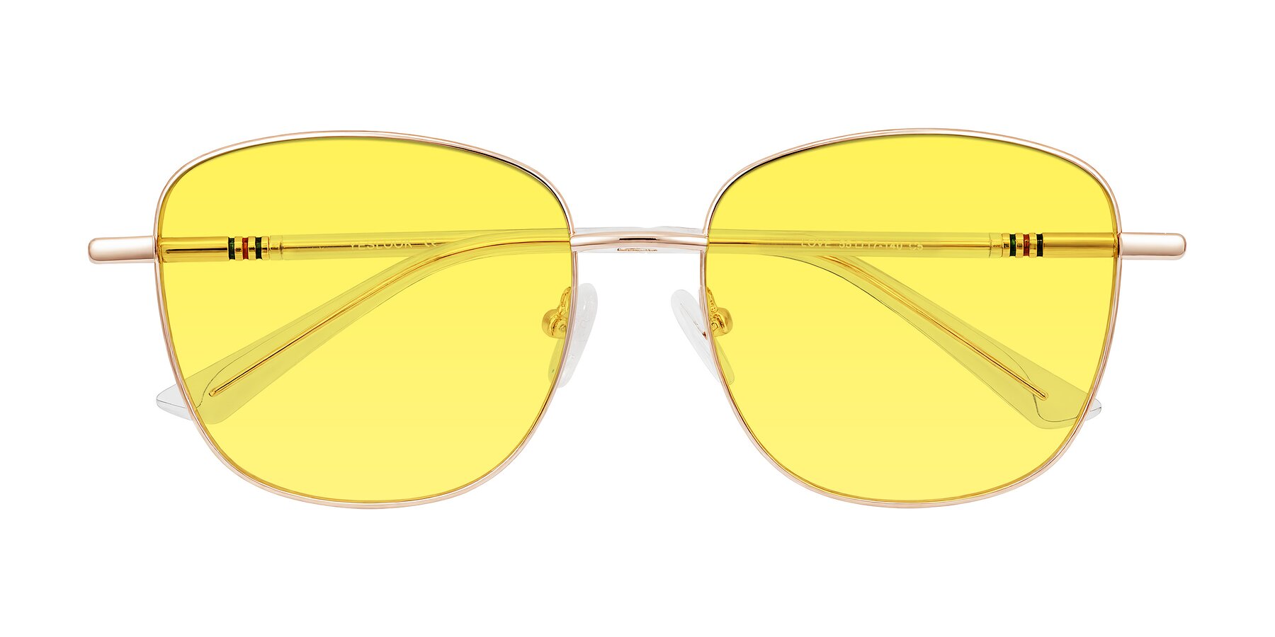 Folded Front of Love in Rose Gold with Medium Yellow Tinted Lenses