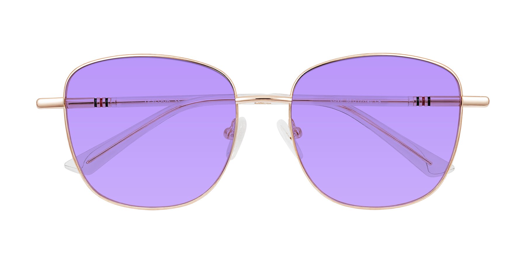 Folded Front of Love in Rose Gold with Medium Purple Tinted Lenses