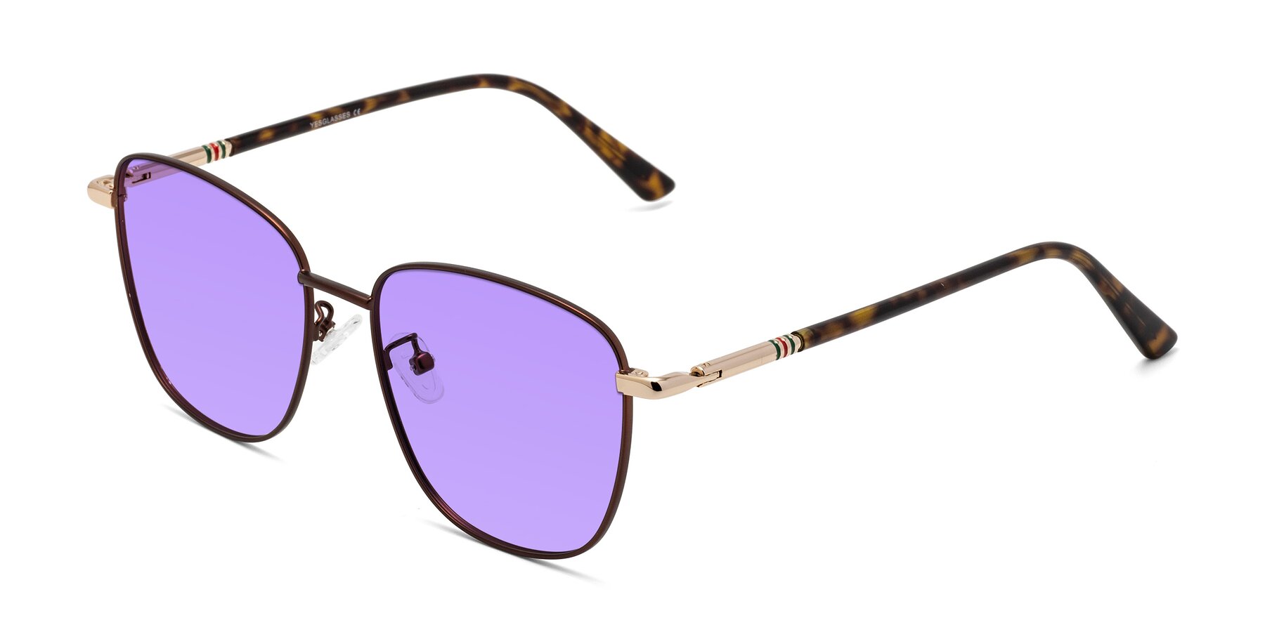 Angle of Love in Coffee with Medium Purple Tinted Lenses