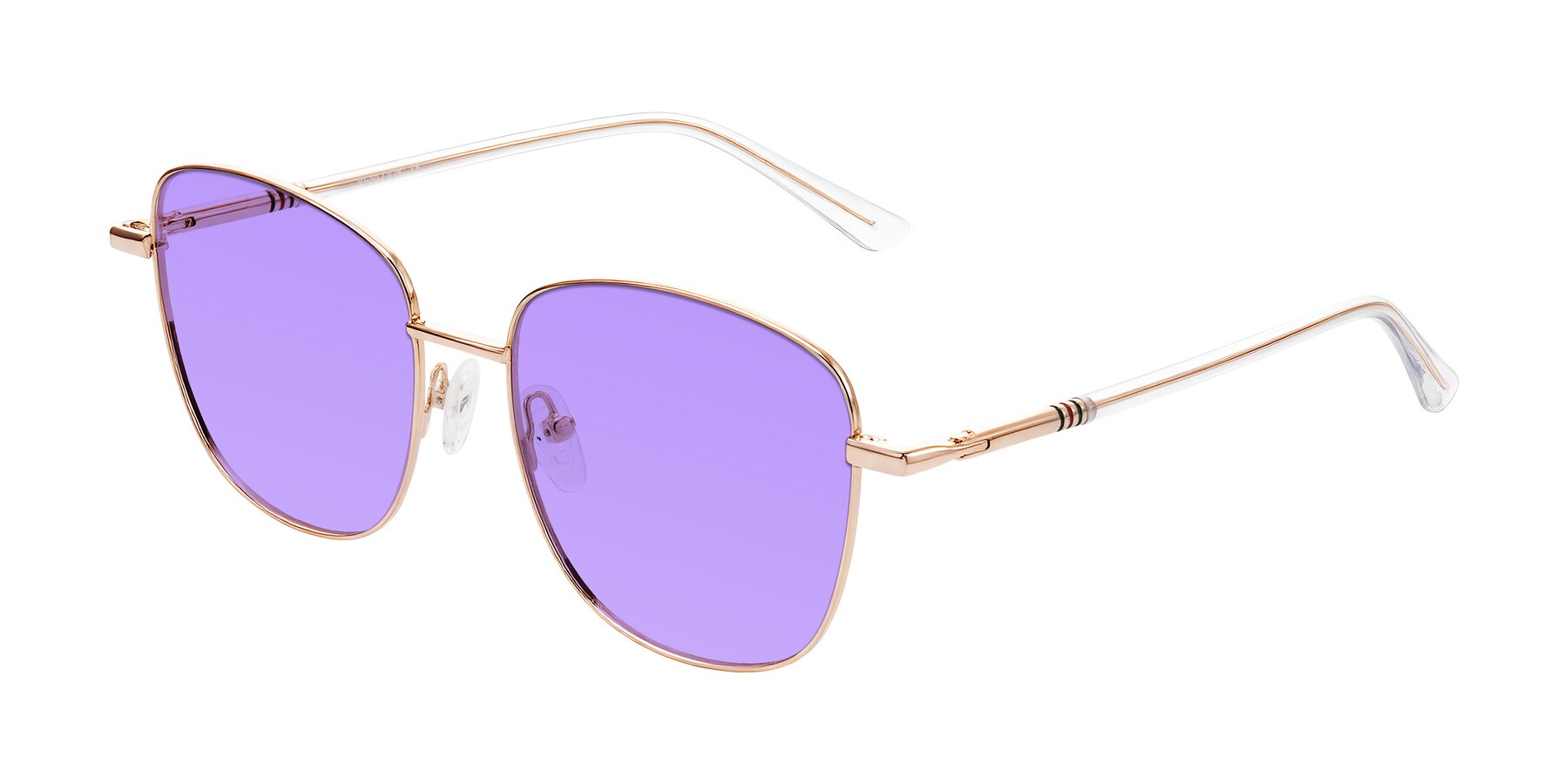 Angle of Love in Rose Gold with Medium Purple Tinted Lenses
