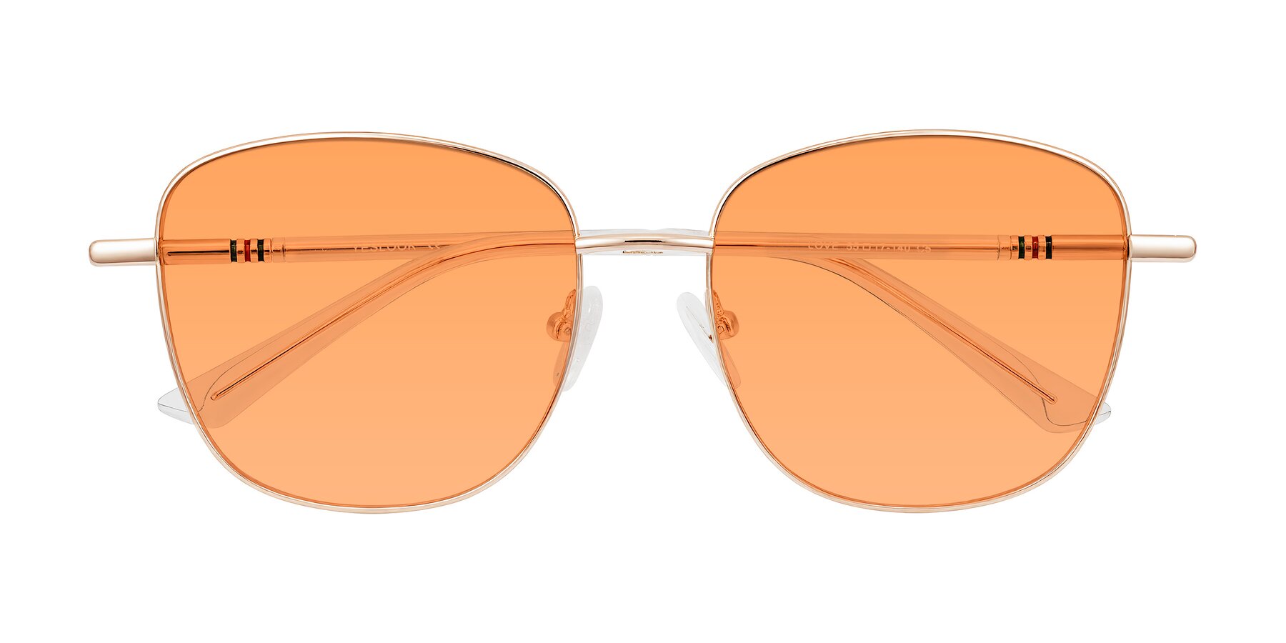 Folded Front of Love in Rose Gold with Medium Orange Tinted Lenses