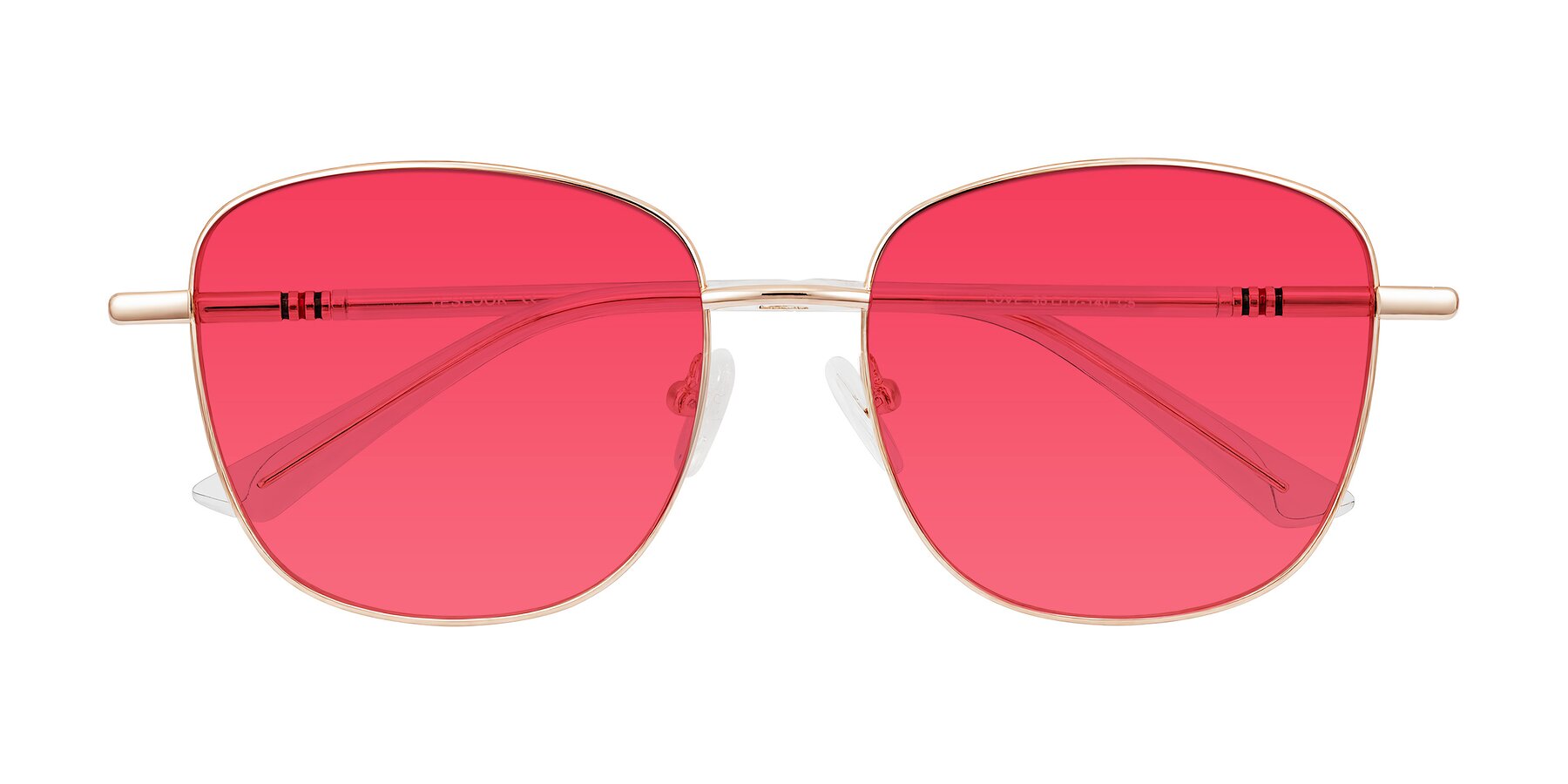 Folded Front of Love in Rose Gold with Red Tinted Lenses