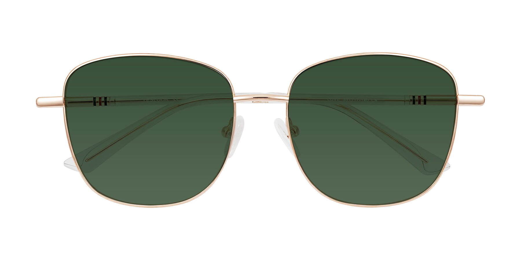 Folded Front of Love in Rose Gold with Green Tinted Lenses