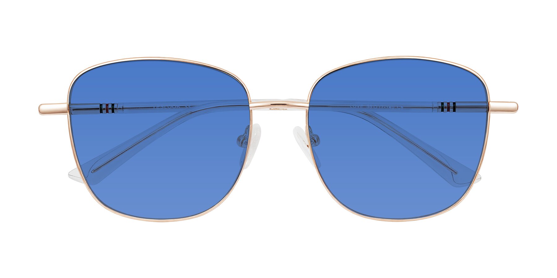 Folded Front of Love in Rose Gold with Blue Tinted Lenses