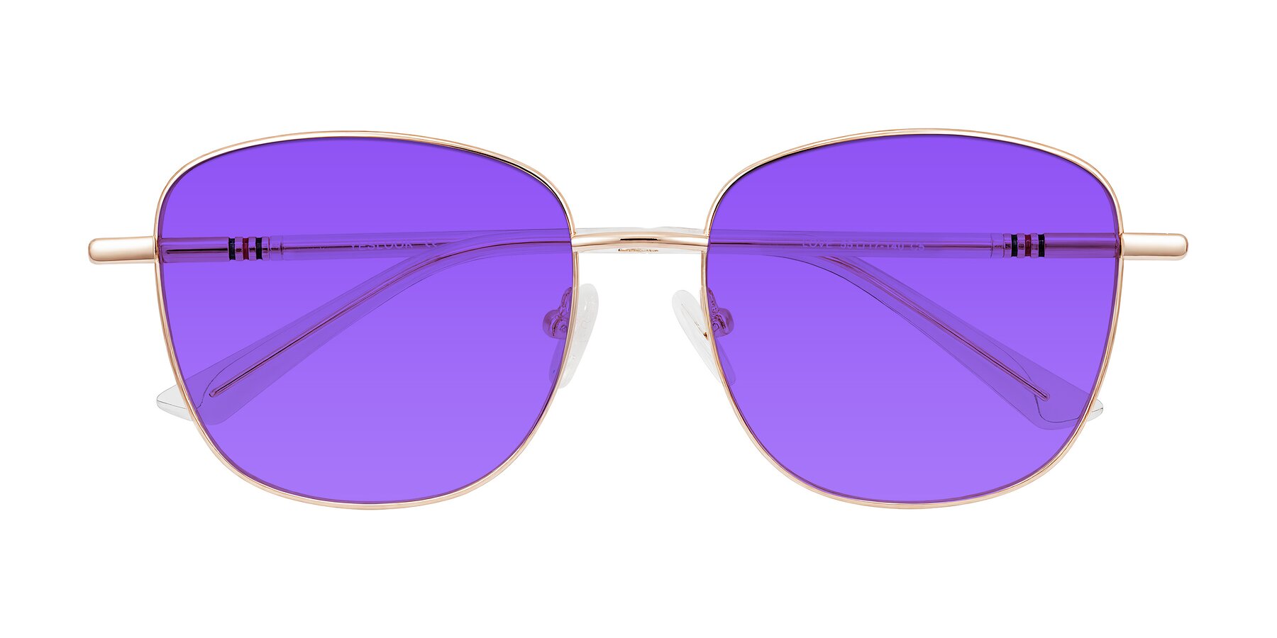Folded Front of Love in Rose Gold with Purple Tinted Lenses