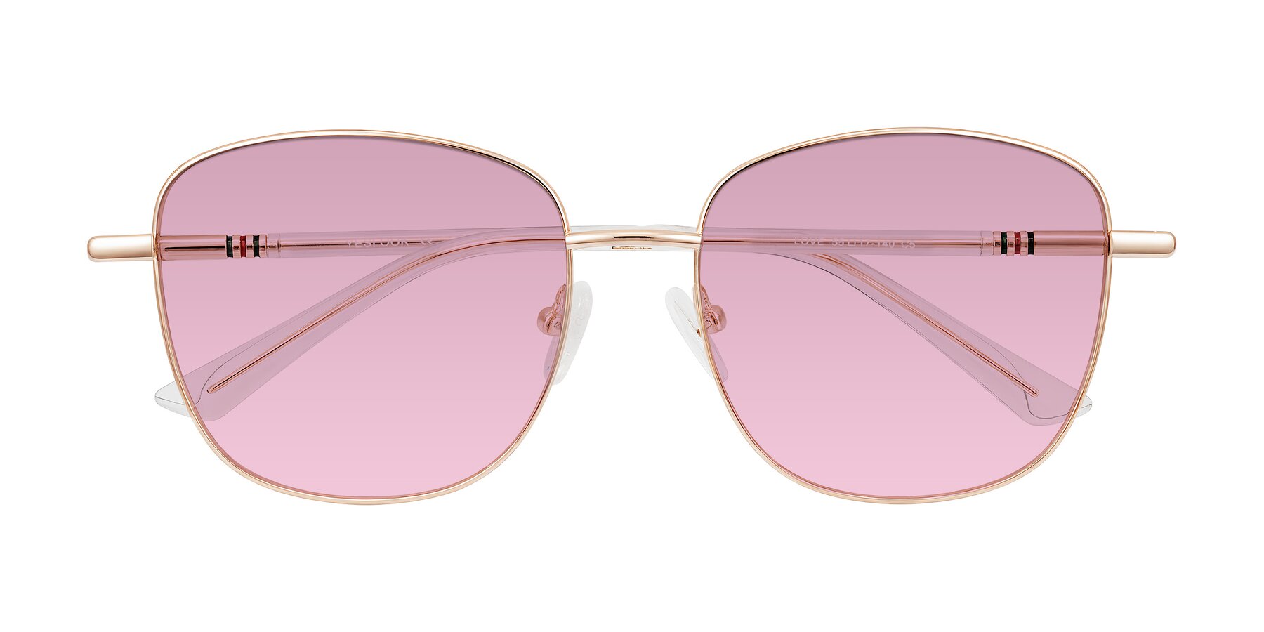 Folded Front of Love in Rose Gold with Light Wine Tinted Lenses