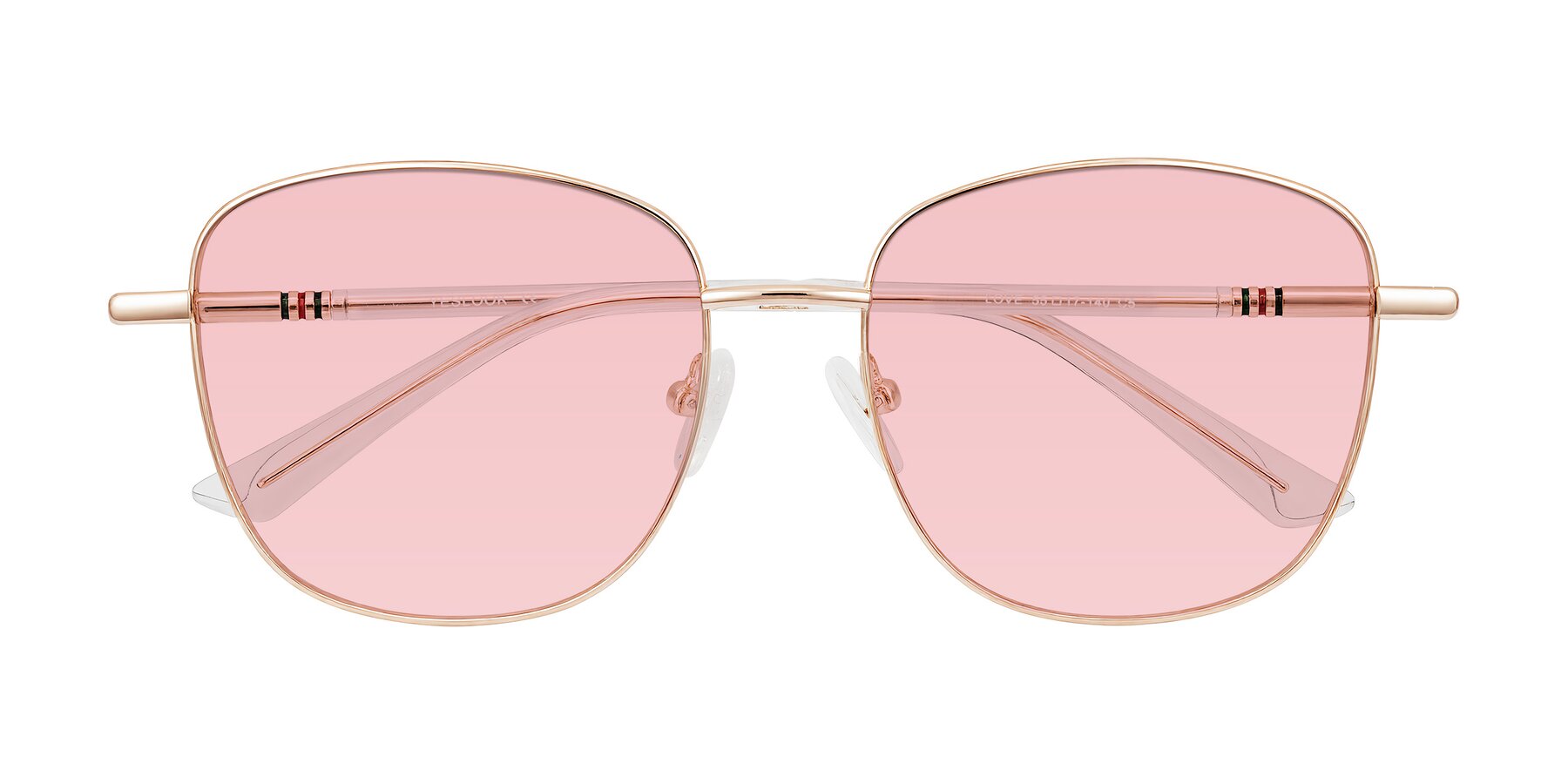 Folded Front of Love in Rose Gold with Light Garnet Tinted Lenses