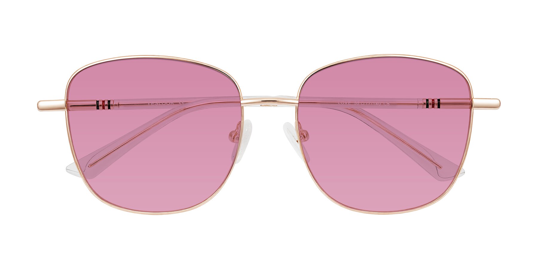 Folded Front of Love in Rose Gold with Medium Wine Tinted Lenses