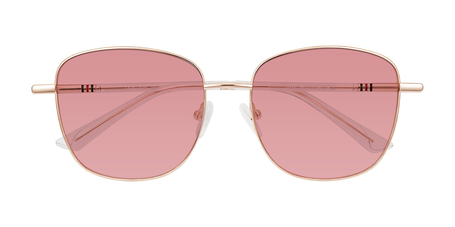 Folded Front of Love in Rose Gold with Medium Garnet Tinted Lenses
