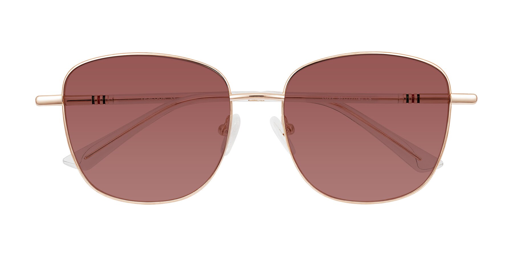 Folded Front of Love in Rose Gold with Garnet Tinted Lenses