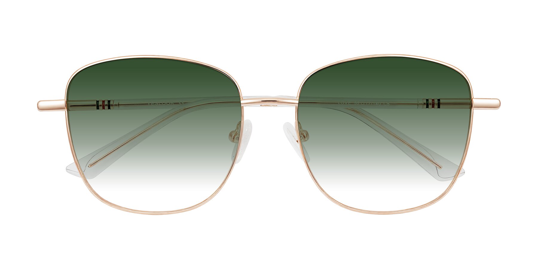 Folded Front of Love in Rose Gold with Green Gradient Lenses