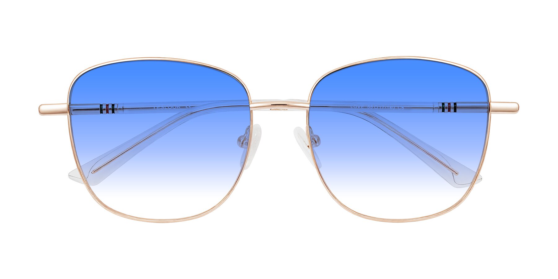 Folded Front of Love in Rose Gold with Blue Gradient Lenses