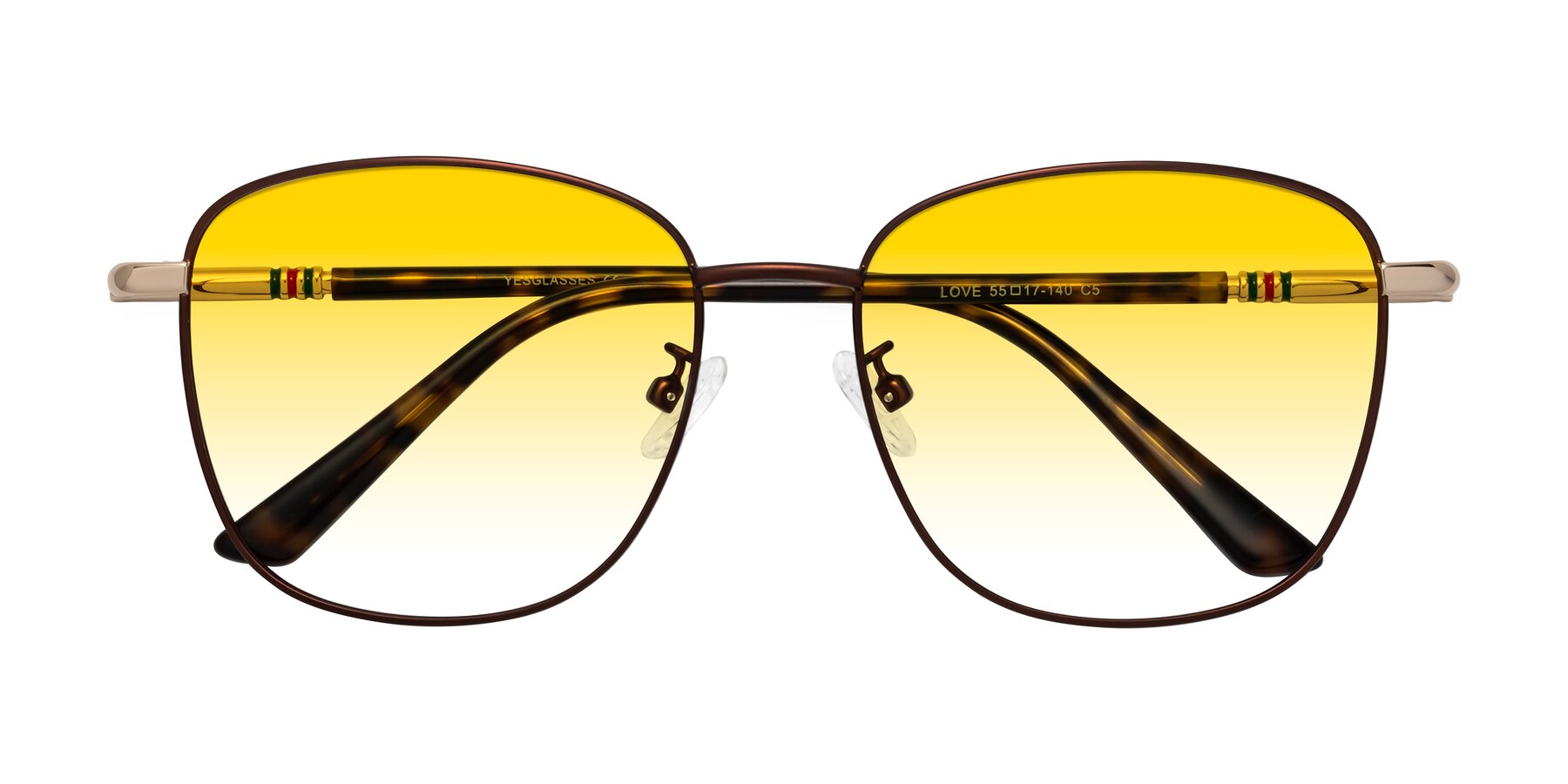 Folded Front of Love in Coffee with Yellow Gradient Lenses