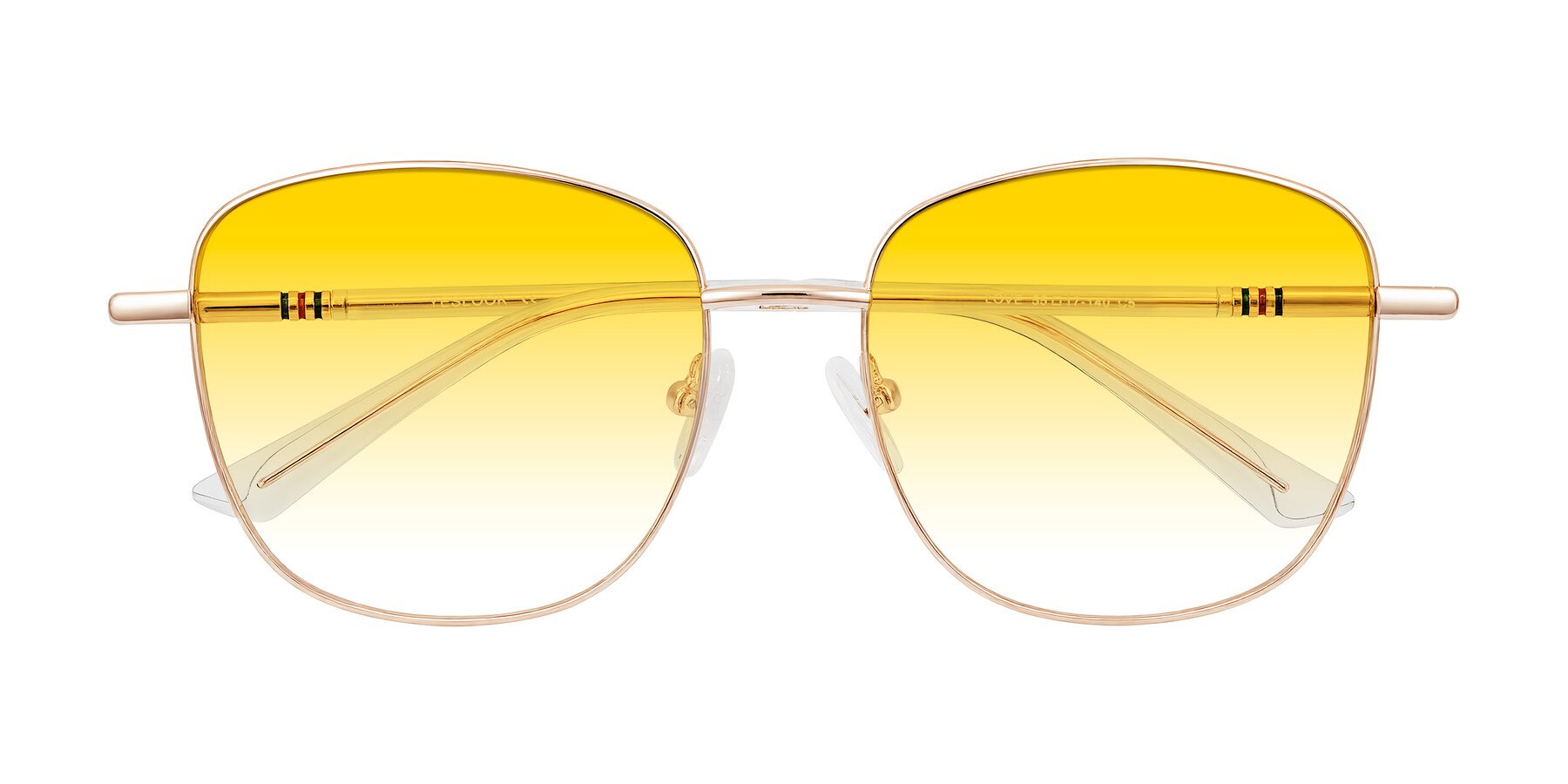 Folded Front of Love in Rose Gold with Yellow Gradient Lenses